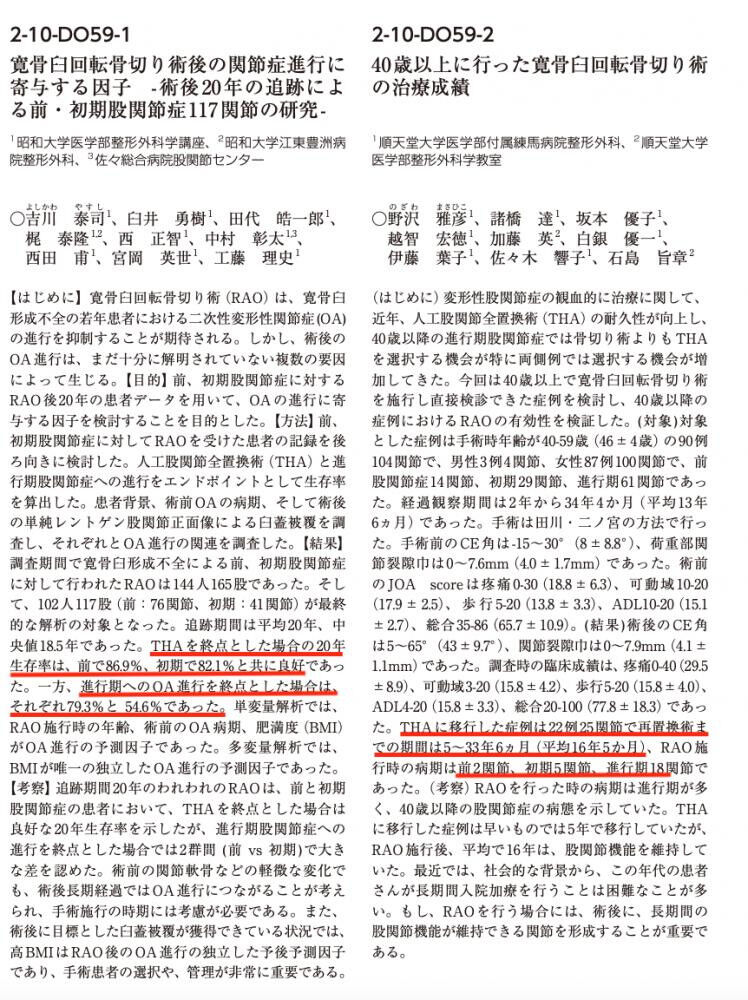 [研究報告] 骨切り手術の成績(2024年股関節学会から)